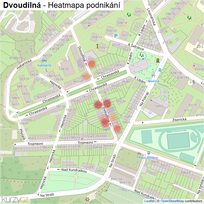Mapa Dvoudílná - Firmy v ulici.