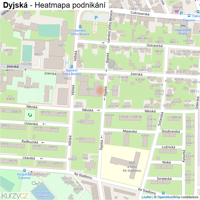 Mapa Dyjská - Firmy v ulici.