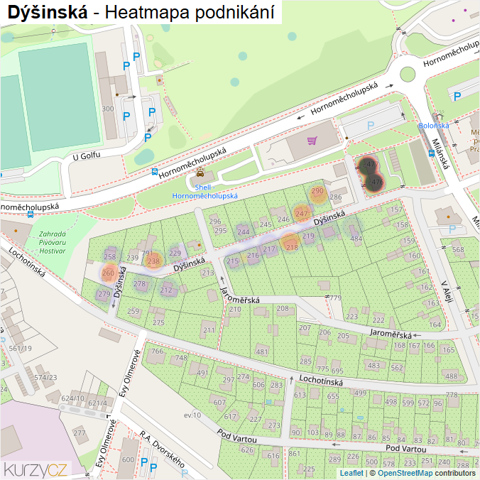 Mapa Dýšinská - Firmy v ulici.