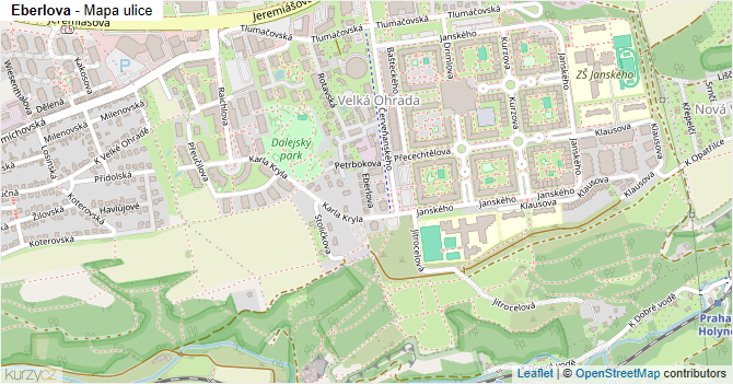 Eberlova - mapa ulice
