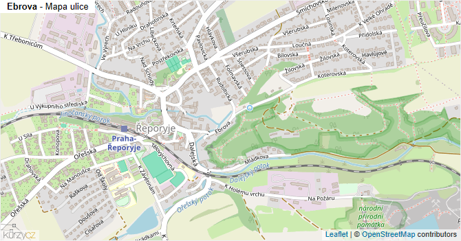 Ebrova - mapa ulice