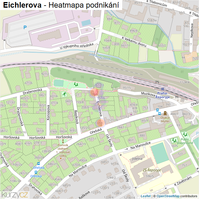 Mapa Eichlerova - Firmy v ulici.