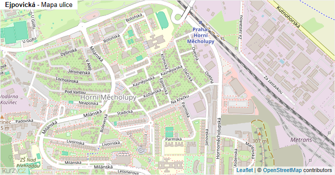 Ejpovická - mapa ulice