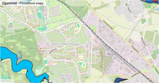 Ejpovická - záplavové mapy stoleté vody