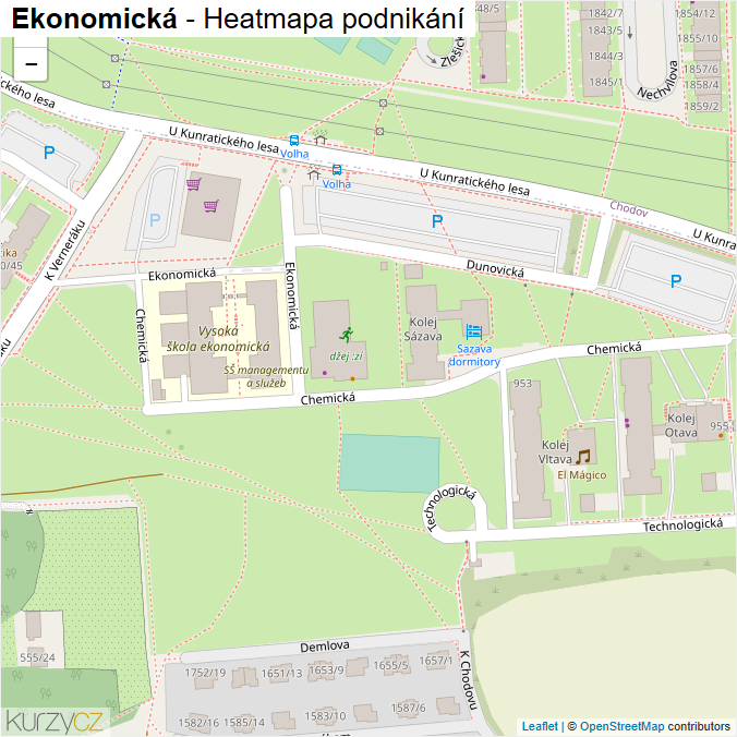 Mapa Ekonomická - Firmy v ulici.