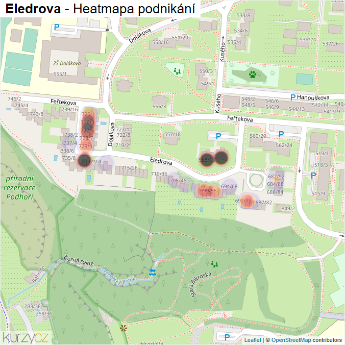 Mapa Eledrova - Firmy v ulici.