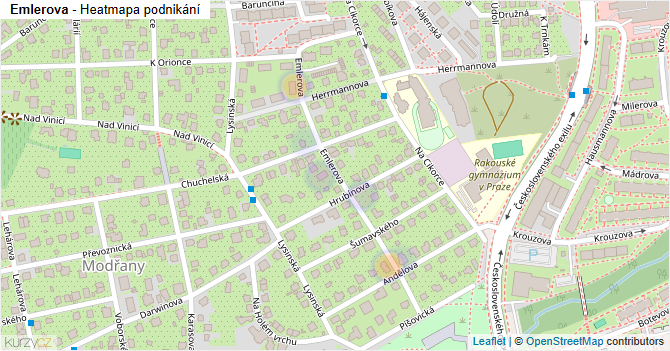 Emlerova - mapa podnikání