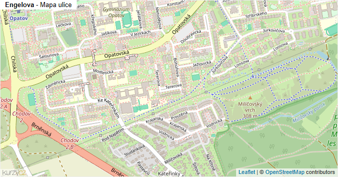 Engelova - mapa ulice