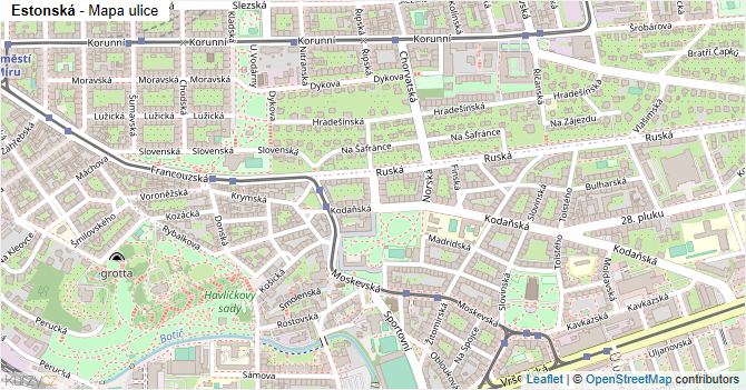 Estonská - mapa ulice