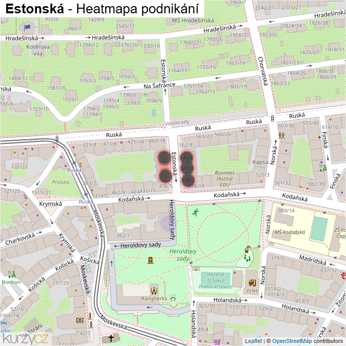 Mapa Estonská - Firmy v ulici.