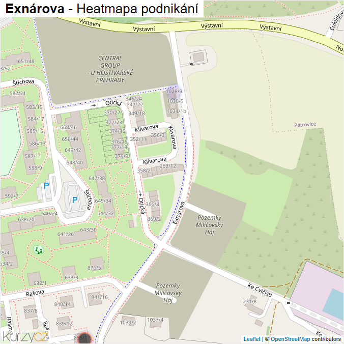 Mapa Exnárova - Firmy v ulici.