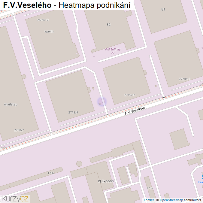 Mapa F.V.Veselého - Firmy v ulici.