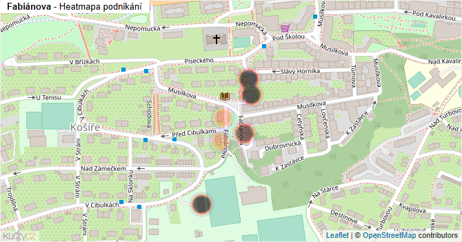 Fabiánova - mapa podnikání