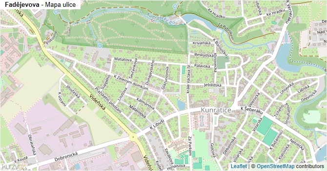 Fadějevova - mapa ulice