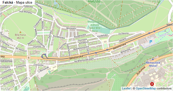 Falcká - mapa ulice