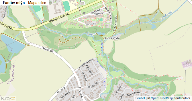 Fantův mlýn - mapa ulice