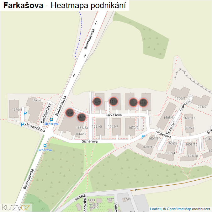 Mapa Farkašova - Firmy v ulici.