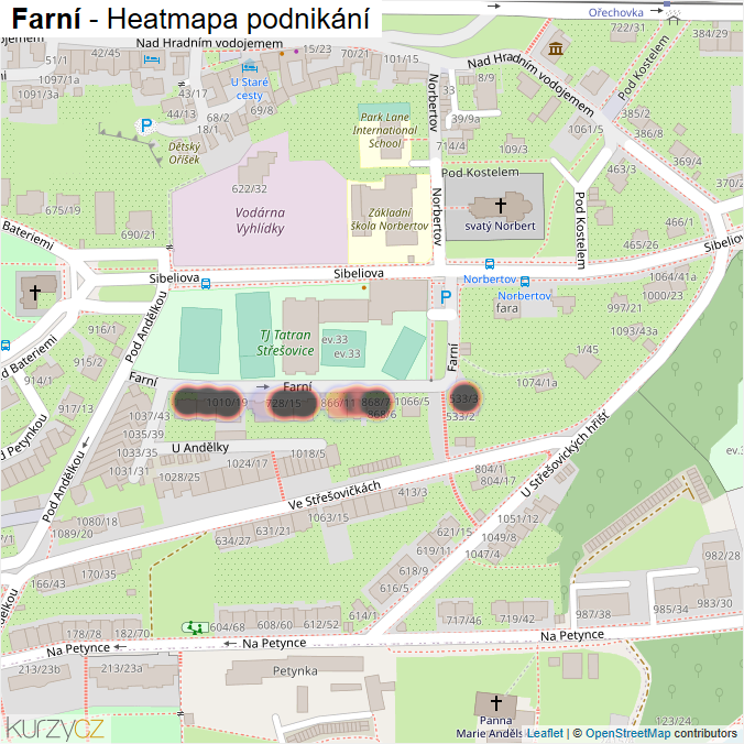 Mapa Farní - Firmy v ulici.