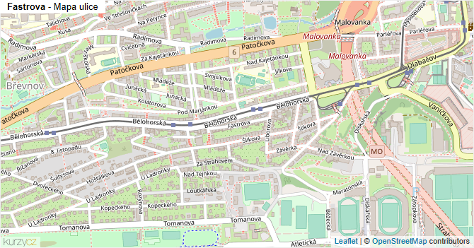 Fastrova - mapa ulice
