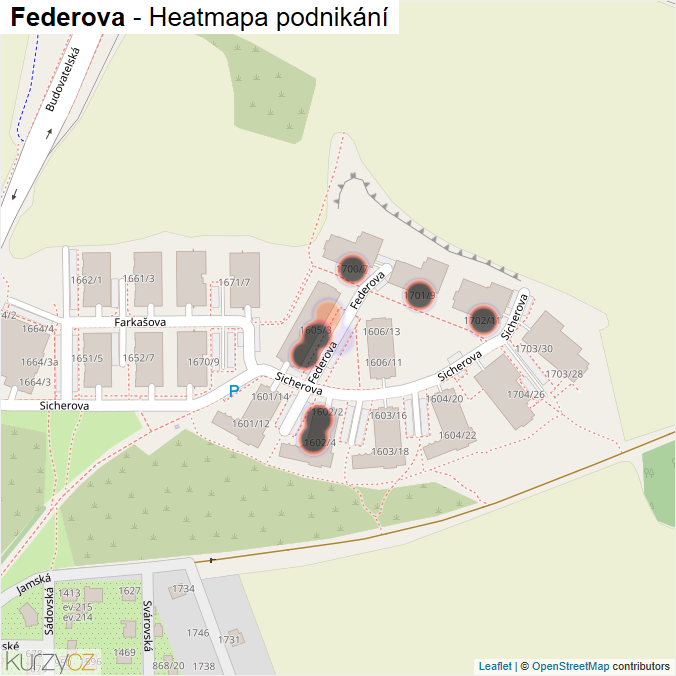 Mapa Federova - Firmy v ulici.