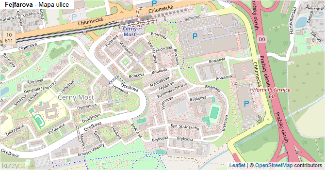 Fejfarova - mapa ulice