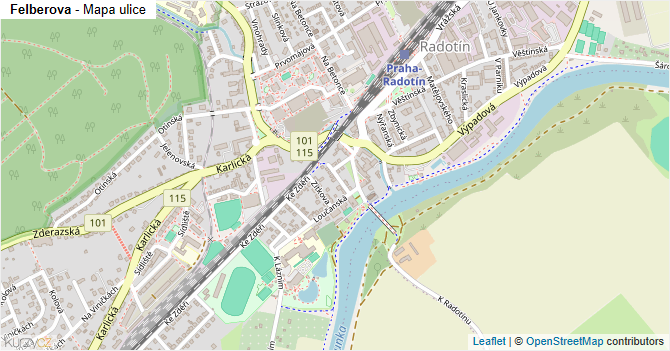 Felberova - mapa ulice