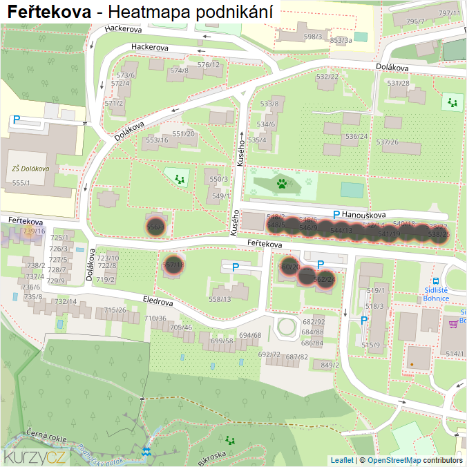 Mapa Feřtekova - Firmy v ulici.