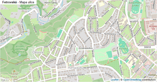 Fetrovská - mapa ulice