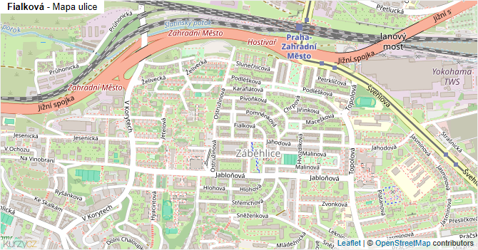 Fialková - mapa ulice