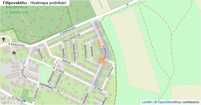 Filipovského - mapa podnikání