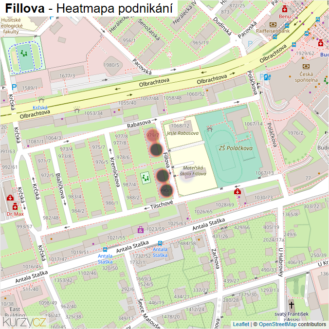Mapa Fillova - Firmy v ulici.