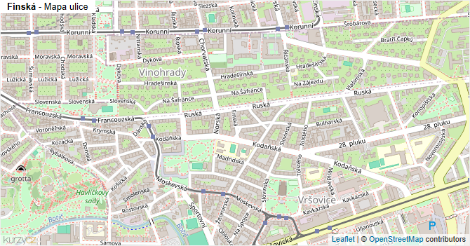 Finská - mapa ulice
