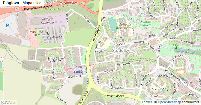 Flöglova - mapa ulice
