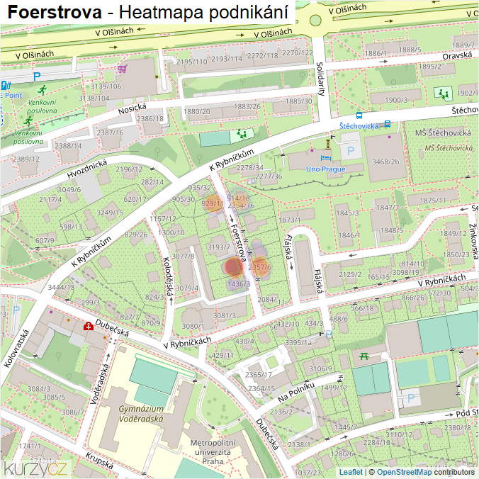 Mapa Foerstrova - Firmy v ulici.