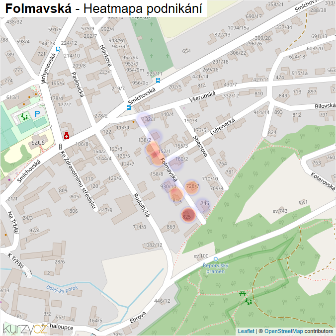 Mapa Folmavská - Firmy v ulici.