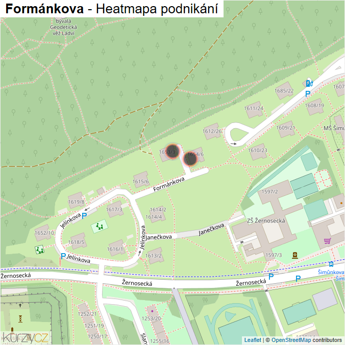 Mapa Formánkova - Firmy v ulici.
