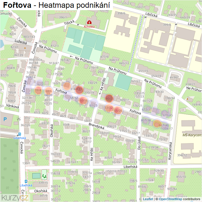 Mapa Fořtova - Firmy v ulici.