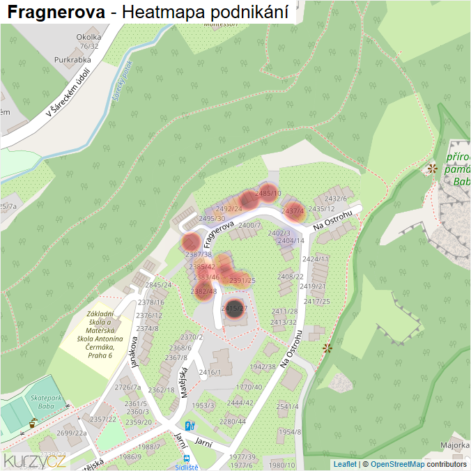 Mapa Fragnerova - Firmy v ulici.