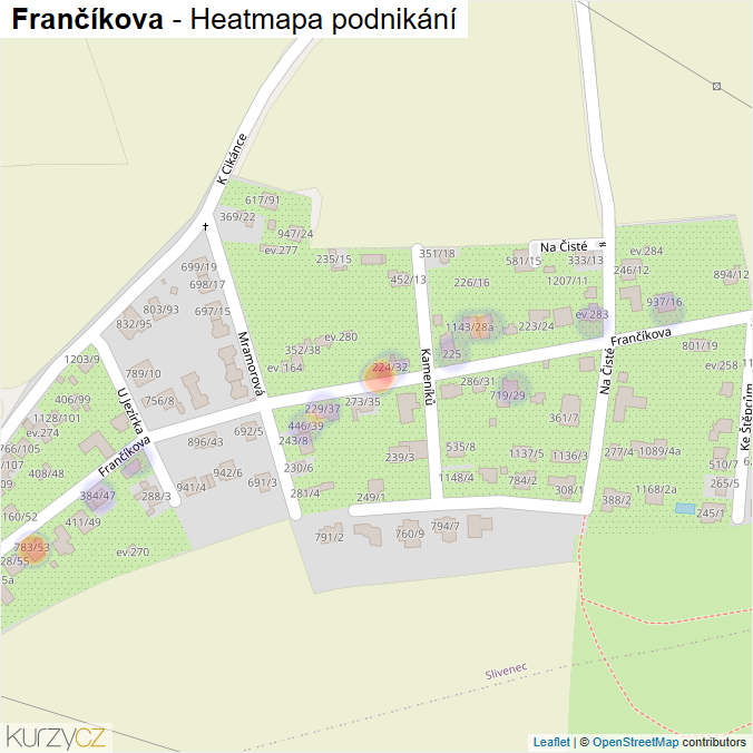 Mapa Frančíkova - Firmy v ulici.