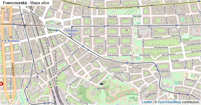 Francouzská - mapa ulice