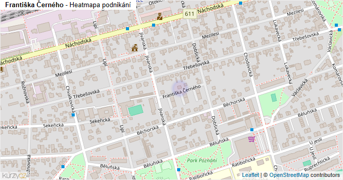 Františka Černého - mapa podnikání