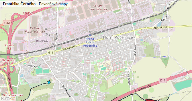 Františka Černého - záplavové mapy stoleté vody