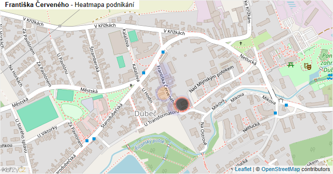 Františka Červeného - mapa podnikání
