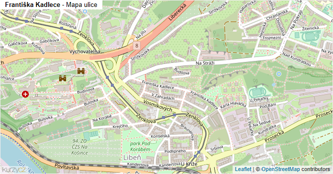 Františka Kadlece - mapa ulice