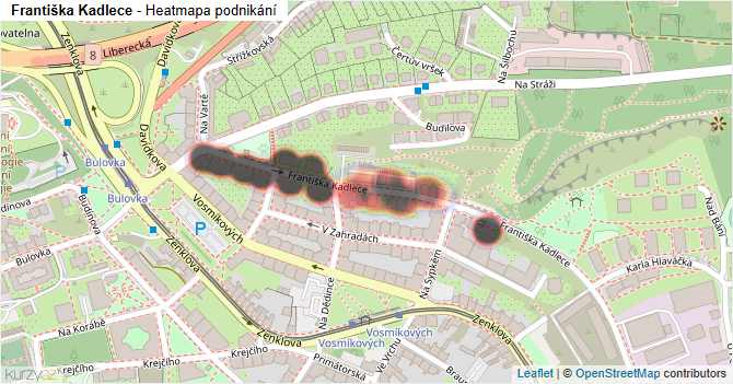 Františka Kadlece - mapa podnikání