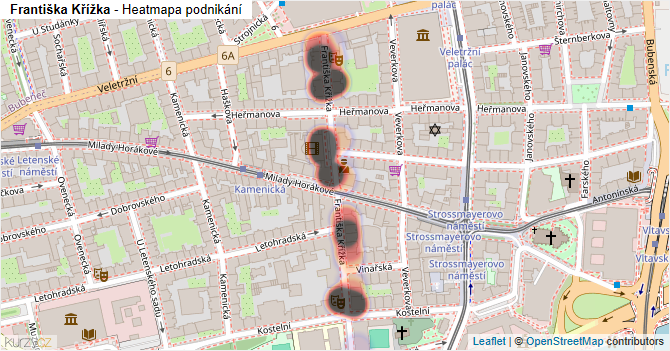 Františka Křížka - mapa podnikání