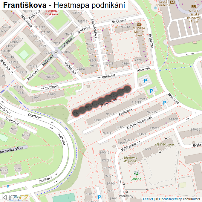 Mapa Františkova - Firmy v ulici.
