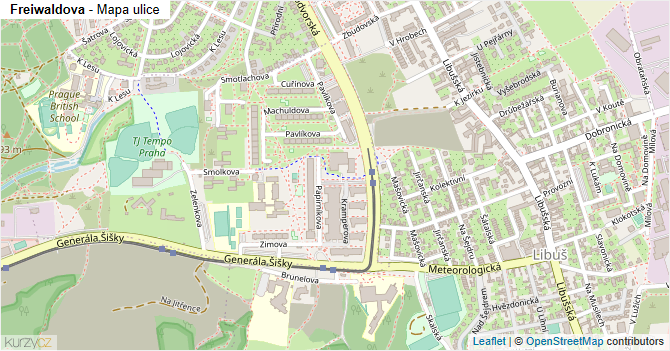 Freiwaldova - mapa ulice