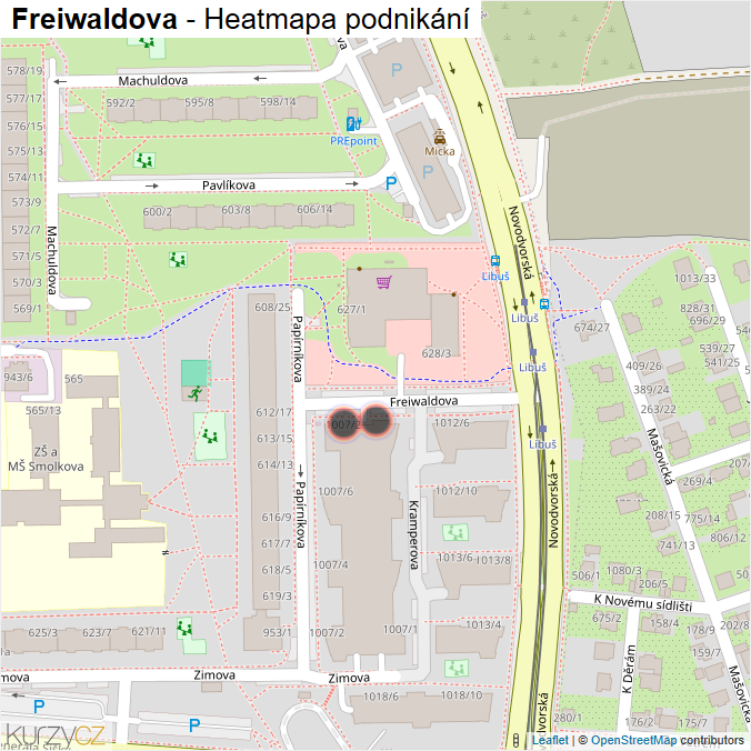 Mapa Freiwaldova - Firmy v ulici.