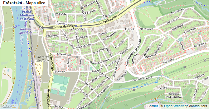 Frézařská - mapa ulice